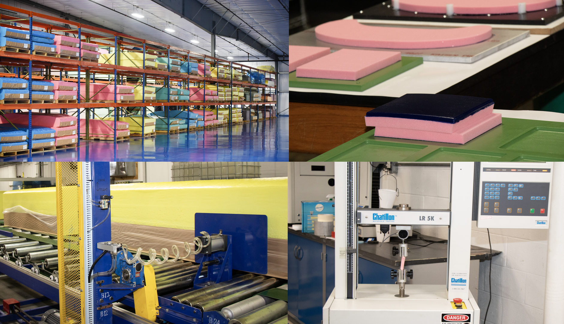 Knowledge and Experience to Meet Your Needs Collage of the Bergad Specialty Foam warehouse
