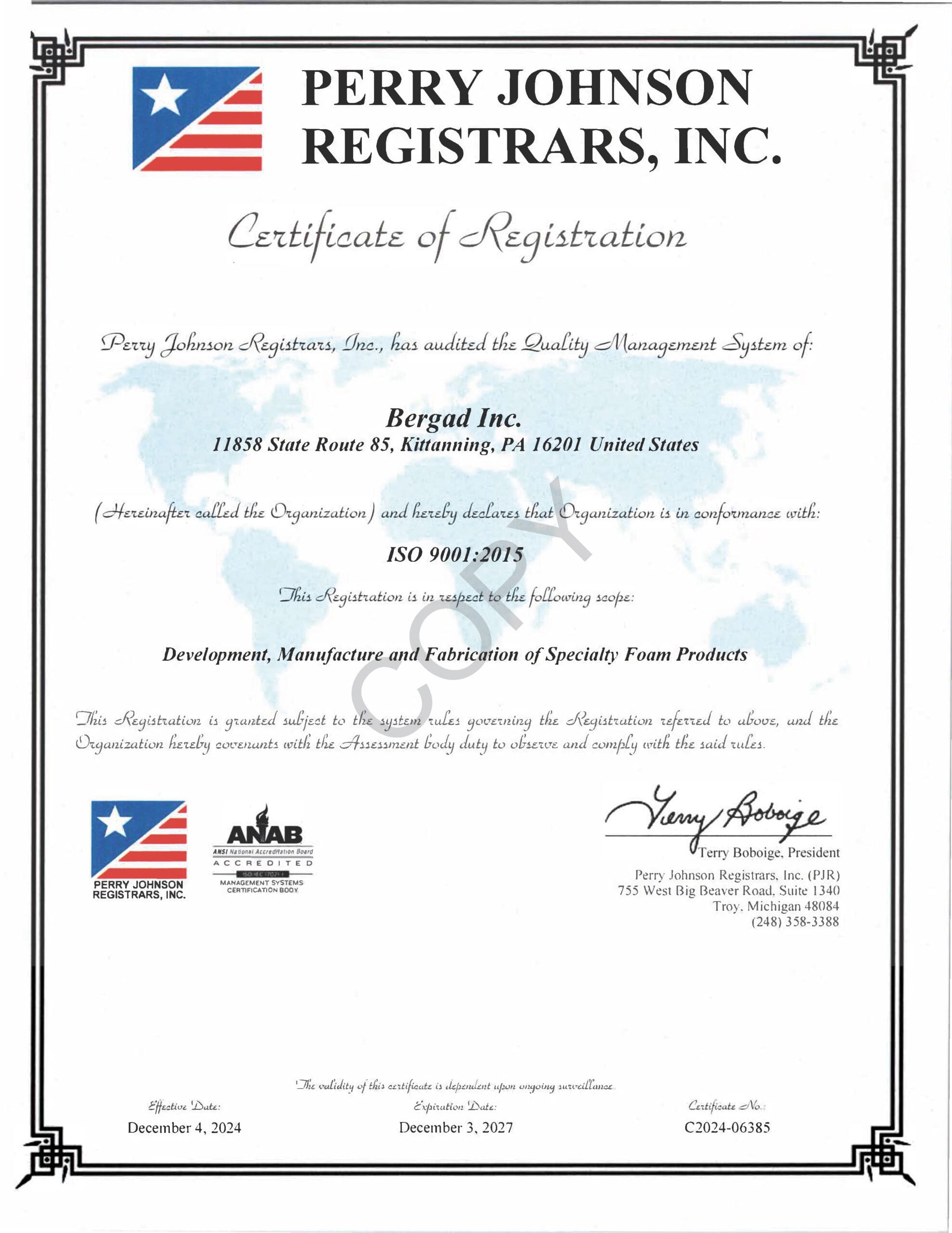 ISO 9001-2015 Certificate Expires 12-3-2027 ISO 9001-2015 Certificate Expires 12-3-2027